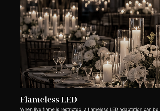 Flameless LED candlelight in clear glass vessels