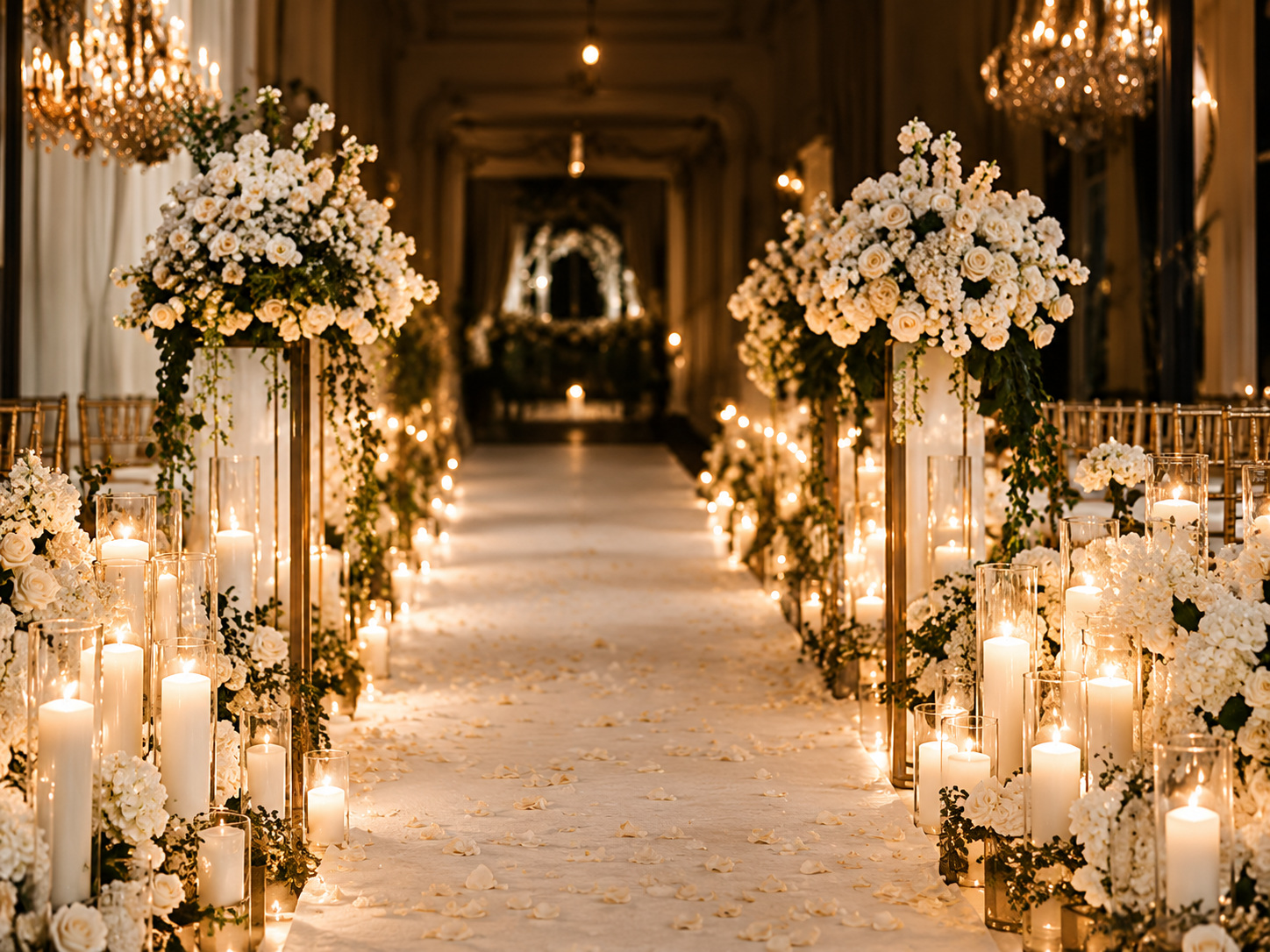 Ceremony aisle candlelight